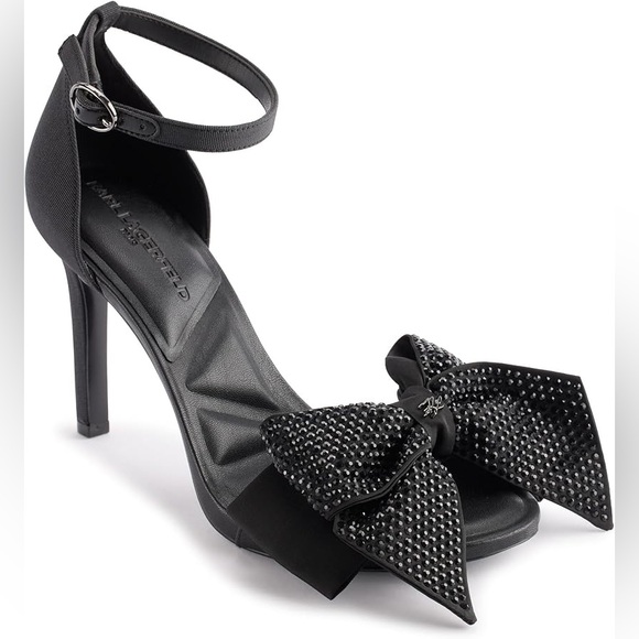 NWT Karl Lagerfeld Kenz Bow ankle loop heels - Picture 1 of 4